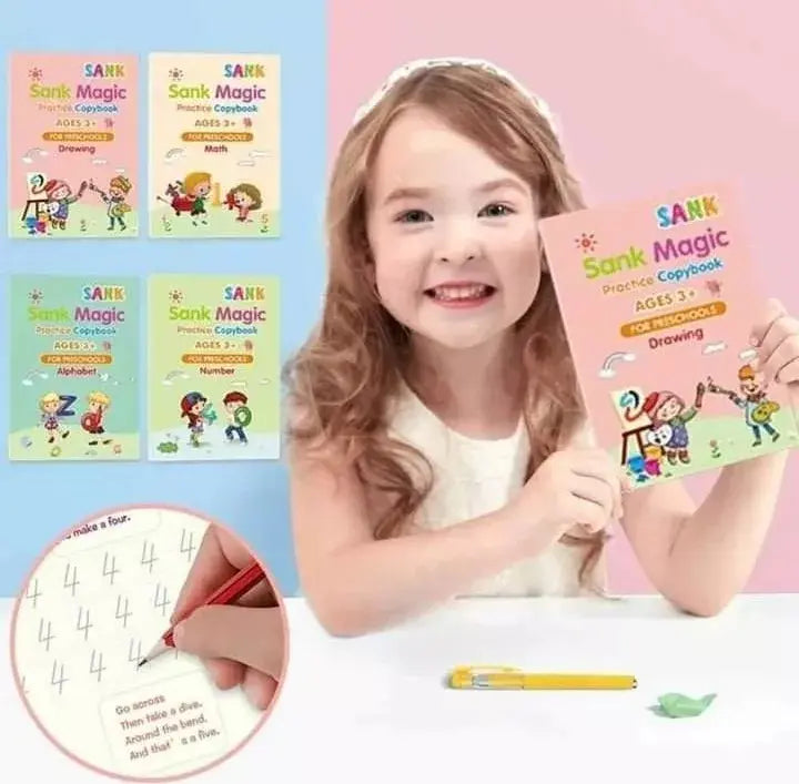 Kit de 4 Cuadernos de Caligrafía Mágica para Ninõs
